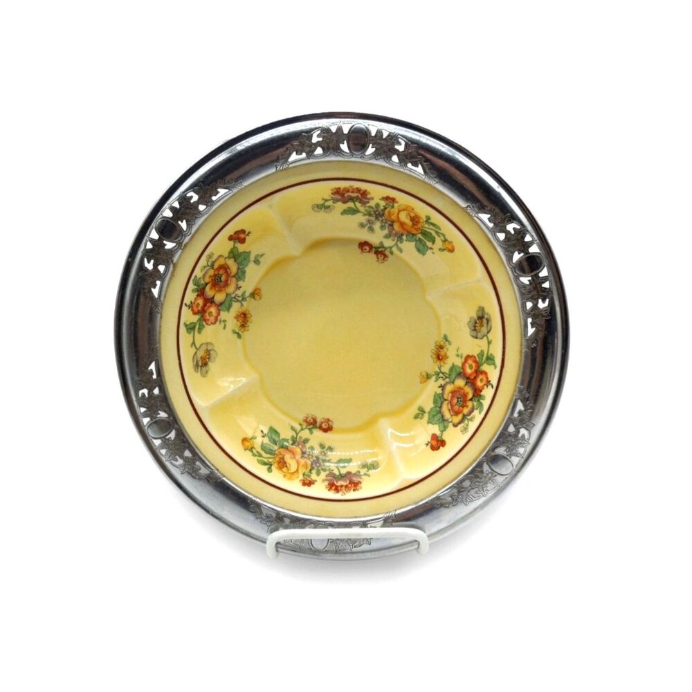 Farberware Golden Maize Floral Bowl Metal Rim USA Vintage